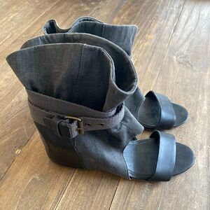 The Orignial 80%20 Hidden Wedge Fabric Upper Open Toe Sandals Shoes 9M Gray